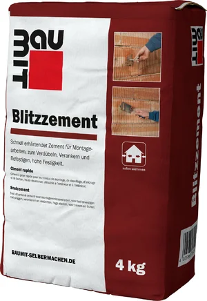 Baumit Blitz cement is verkrijgbaar in papieren zakken van 4 kg.