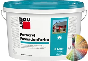 Productafbeelding: Baumit Puracryl gevelverf in een 5 liter emmer met Baumit kleurenwaaier.