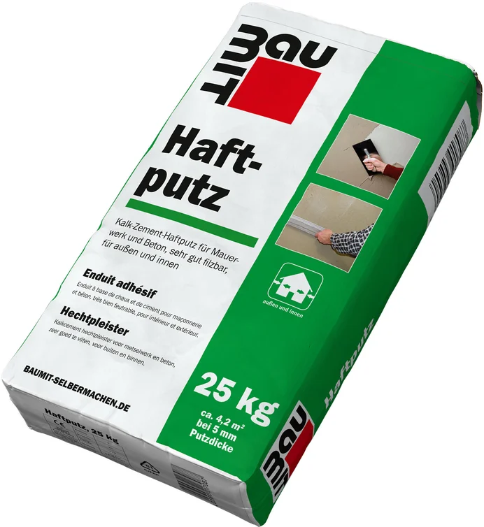 Baumit hechtpleister is verkrijgbaar in papieren zakken van 25 kg.