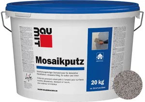 Baumit mozaïekpleister is verkrijgbaar in de kleur M 327 Rushmore in emmers van 20 kg.