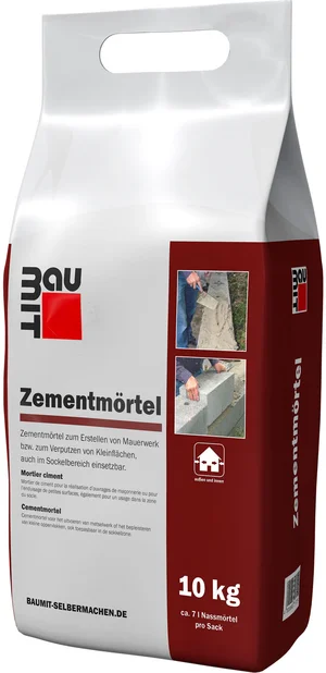 Baumit cementmortel is verkrijgbaar in foliezakken van 10 kg.