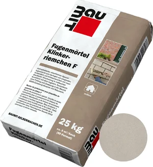 De voegmortel Klinkerriemchen F is verkrijgbaar in de kleur beige-wit in papieren zakken van 25 kg.