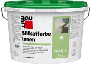 Baumit Interieur Silicaatverf is verkrijgbaar in wit in een kunststof emmer van 12,5 liter.