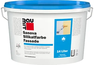 Baumit Sanova Silicaat Gevelverf is verkrijgbaar in wit in een emmer van 14 liter.