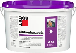 Baumit siliconenpleister is verkrijgbaar in wit of gekleurd.
