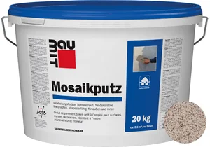 Baumit mozaïekpleister is verkrijgbaar in de kleur M 307 Bistra in een emmer van 20 kg.