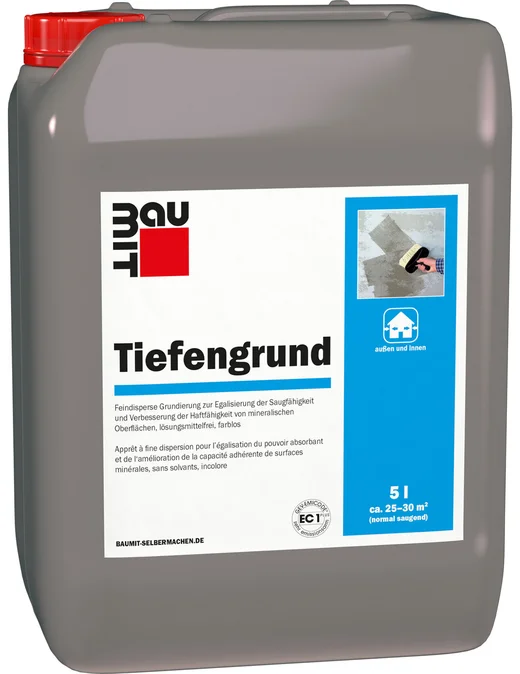 Baumit Tiefengrund is verkrijgbaar in 5 liter kunststof bussen.
