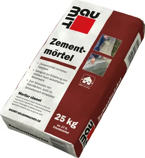 Baumit cementmortel is verkrijgbaar in papieren zakken van 25 kg.