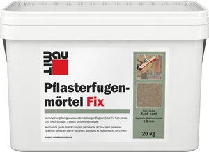 Baumit Fix bestratingsvoegmortel is verkrijgbaar in de kleur zand in een emmer van 20 kg.