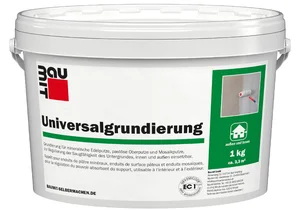 De universele primer is verkrijgbaar in een plastic emmer van 1 kg in de kleur wit.