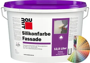 Productafbeelding: Baumit siliconenverf gevel in een emmer van 12,5 liter met Baumit kleurenwaaier.