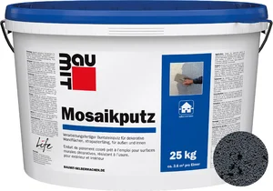 Baumit mozaïekpleister is verkrijgbaar in de kleur M 343 Etna in een emmer van 25 kg.