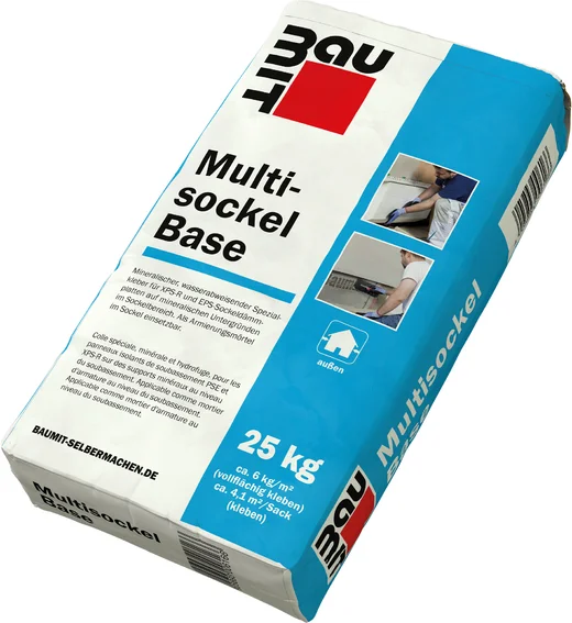 Baumit Multisockel Base 25 kg, vielseitiger Fassadenkleber f&uuml;r den Au&szlig;enbereich, ideal f&uuml;r Heimwerkerprojekte.