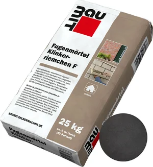 De voegmortel Klinkerriemchen F is verkrijgbaar in de kleur zwart in papieren zakken van 25 kg.