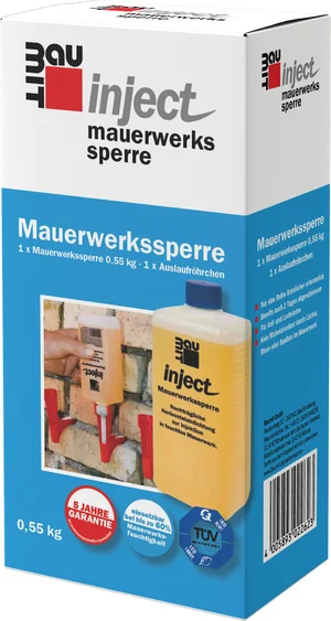 Baumit inject metselwerkbarrière is verkrijgbaar in een plastic patroon van 0,55 kg.