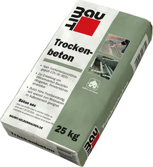 Baumit droog beton is verkrijgbaar in papieren zakken van 25 kg.