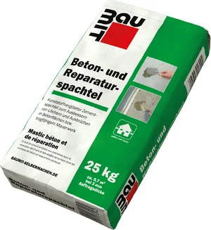 Baumit beton- en reparatieplamuur is verkrijgbaar in papieren zakken van 25 kg.