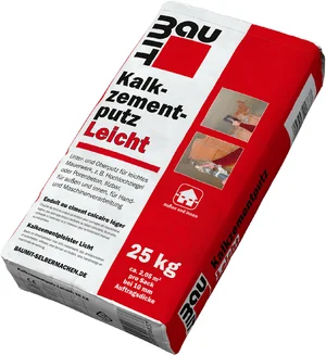 Baumit kalk-cementpleister light is verkrijgbaar in papieren zakken van 25 kg.