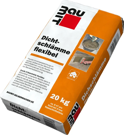 Baumit flexibele afdichtingsmest is verkrijgbaar in papieren zakken van 20 kg.