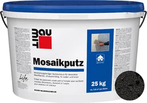 Baumit mozaïekpleister is verkrijgbaar in de kleur M 344 Vesuvius in emmers van 25 kg.