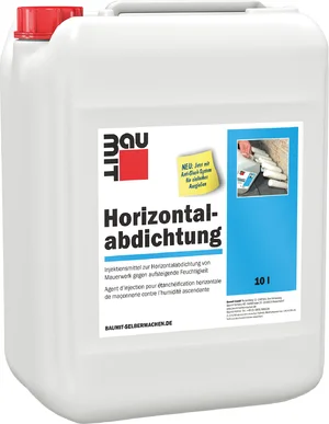 Baumit horizontale waterdichting is verkrijgbaar in kunststof bussen van 10 liter.