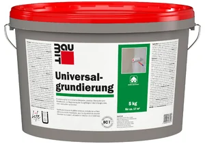 De universele primer is verkrijgbaar in een emmer van 5 kg in de kleur wit.